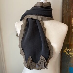 NWT Little Couture Gray Velvet Bow Detail Scarf Little Girl’s Accessory French